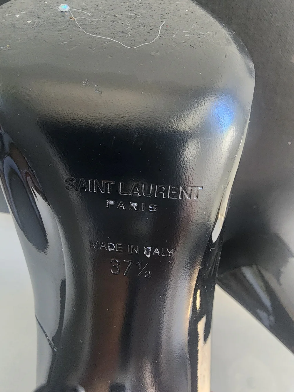 Saint Laurent Black Patent Leather Opyum Logo Heel Pumps - Picture 3 of 6
